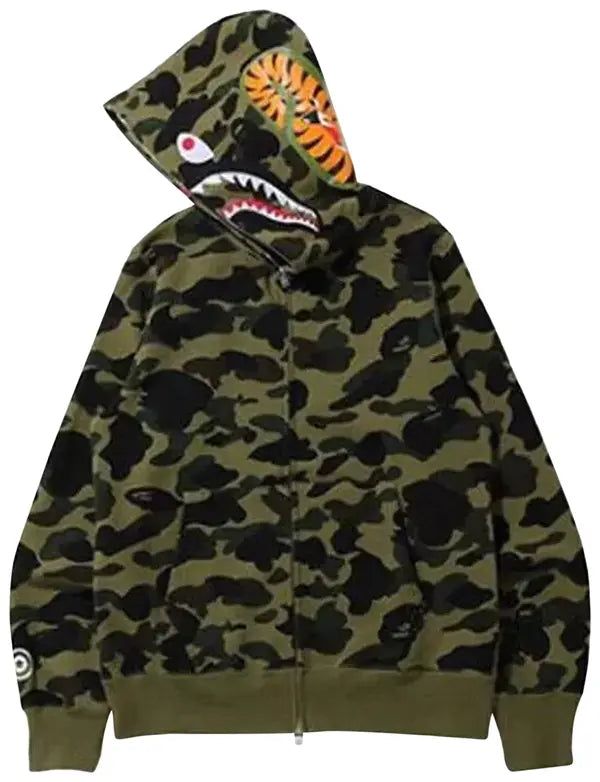 BAPE 1st Camo Shark Full Zip Hoodie 'Green'
